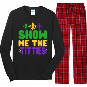 Mardi Gras Show Me The Titties Long Sleeve Pajama Set