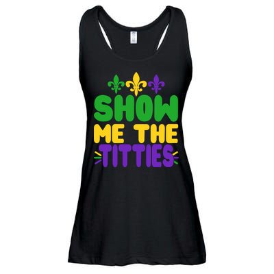 Mardi Gras Show Me The Titties Ladies Essential Flowy Tank