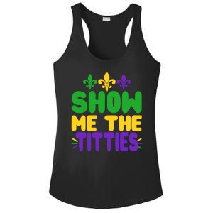 Mardi Gras Show Me The Titties Ladies PosiCharge Competitor Racerback Tank