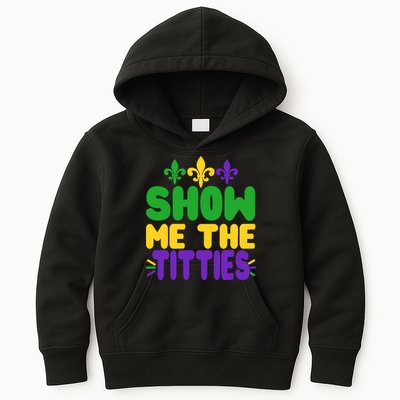 Mardi Gras Show Me The Titties Kids Hoodie