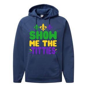 Mardi Gras Show Me The Titties Performance Fleece Hoodie