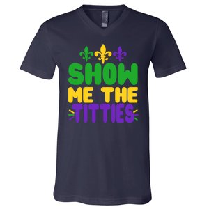 Mardi Gras Show Me The Titties V-Neck T-Shirt