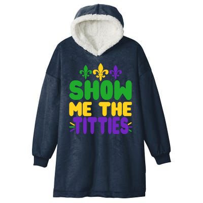 Mardi Gras Show Me The Titties Hooded Wearable Blanket