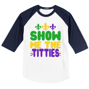 Mardi Gras Show Me The Titties Baseball Sleeve Shirt