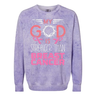 My God Stronger Than Breast Cancer Awareness Christian Women Colorblast Crewneck Sweatshirt