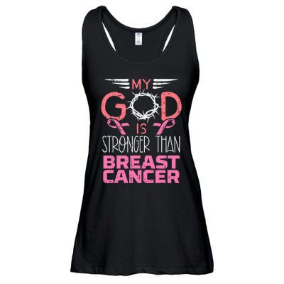 My God Stronger Than Breast Cancer Awareness Christian Women Ladies Essential Flowy Tank