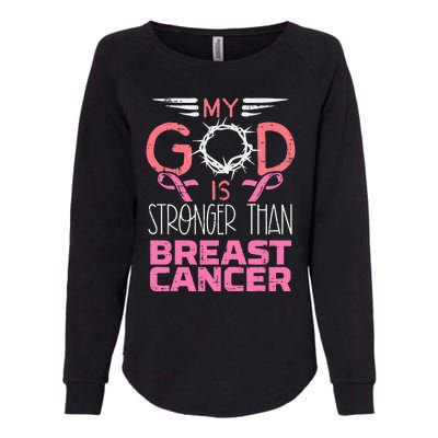 My God Stronger Than Breast Cancer Awareness Christian Women Womens California Wash Sweatshirt