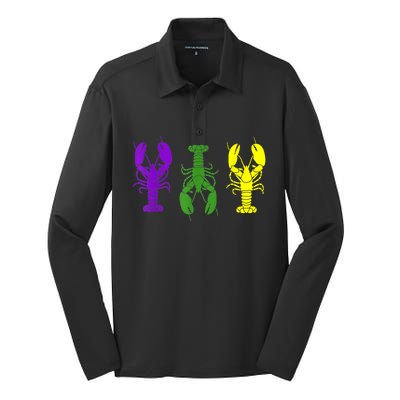 Mardi Gras Shirt, Craw Fish , Mardi Gras Outfit Silk Touch Performance Long Sleeve Polo