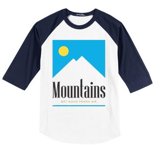 Mountains Get Some Fresh Good Air Cigarette Design Baseball Sleeve Shirt