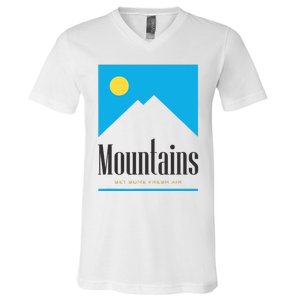 Mountains Get Some Fresh Good Air Cigarette Design V-Neck T-Shirt