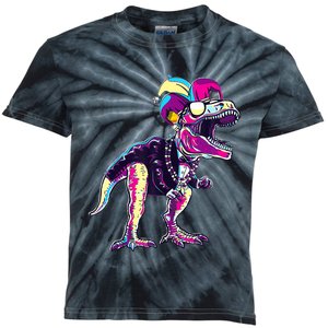 Mardi Gras Saurus Dino T Rex Kids Tie-Dye T-Shirt