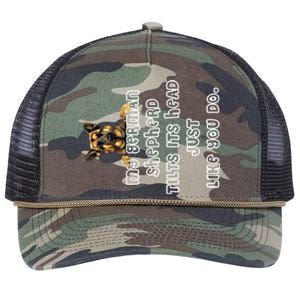 My Ger Shepherd Tilts His Head Ger Shepherd Funny Gift Meaningful Gift Retro Rope Trucker Hat Cap