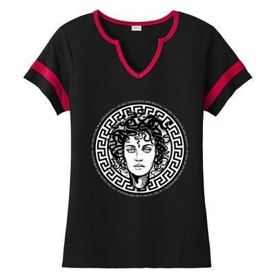 Medusa Gorgon Snake Head Greek Mythology Ancient Myth Ladies Halftime Notch Neck Tee