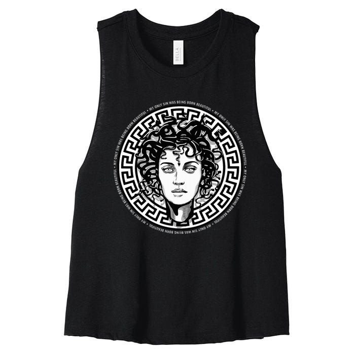 Medusa Gorgon Snake Head Greek Mythology Ancient Myth Women's Racerback Cropped Tank