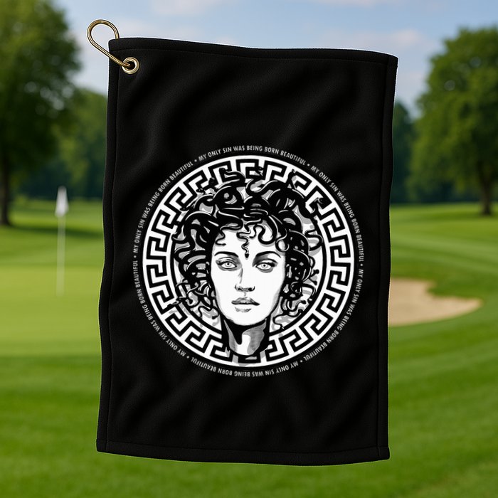 Medusa Gorgon Snake Head Greek Mythology Ancient Myth Golf Towel