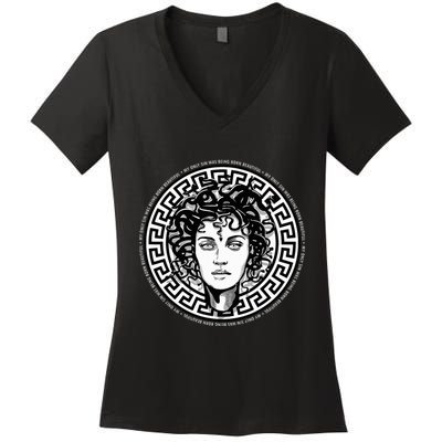 Medusa Gorgon Snake Head Greek Mythology Ancient Myth Women's V-Neck T-Shirt