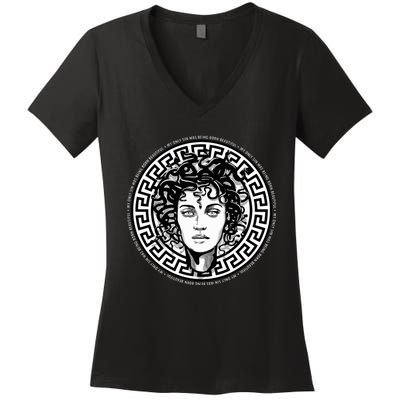 Medusa Gorgon Snake Head Greek Mythology Ancient Myth Women's V-Neck T-Shirt