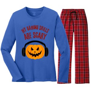 My Gaming Skills Are Scary Halloween For Gaming Meaningful Gift Women's Long Sleeve Flannel Pajama Set 