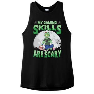 My Gaming Skills Are Scary Zombie Halloween Gaming Gift Ladies PosiCharge Tri-Blend Wicking Tank