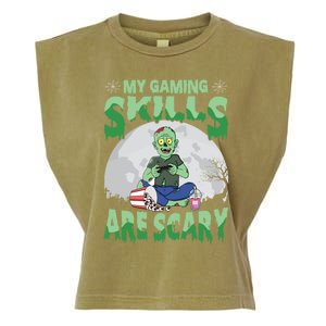 My Gaming Skills Are Scary Zombie Halloween Gaming Gift Garment-Dyed Women's Muscle Tee