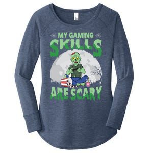 My Gaming Skills Are Scary Zombie Halloween Gaming Gift Women's Perfect Tri Tunic Long Sleeve Shirt