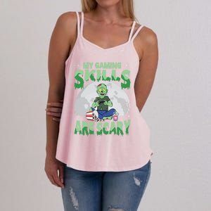 My Gaming Skills Are Scary Zombie Halloween Gaming Gift Women's Strappy Tank