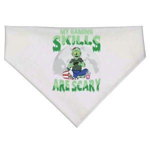 My Gaming Skills Are Scary Zombie Halloween Gaming Gift USA-Made Doggie Bandana