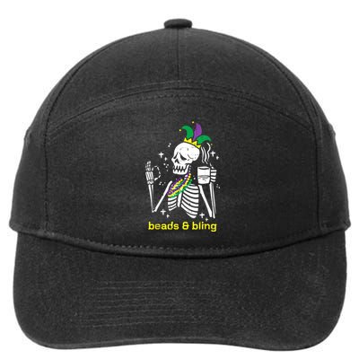 Mardi Gras Skeleton Beads Bling Funny Outfit Women 7-Panel Snapback Hat