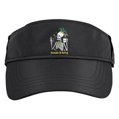 Mardi Gras Skeleton Beads Bling Funny Outfit Women Adult Drive Performance Visor