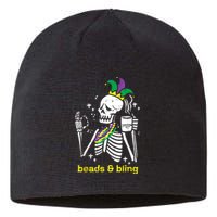 Mardi Gras Skeleton Beads Bling Funny Outfit Women Sustainable Beanie