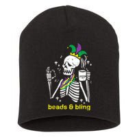 Mardi Gras Skeleton Beads Bling Funny Outfit Women Short Acrylic Beanie