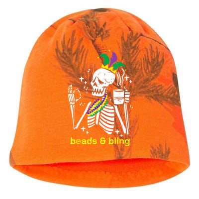 Mardi Gras Skeleton Beads Bling Funny Outfit Women Kati - Camo Knit Beanie