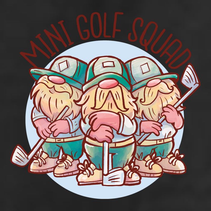Mini Golf Squad Gnomes 7 Panel Mesh Trucker Snapback Hat