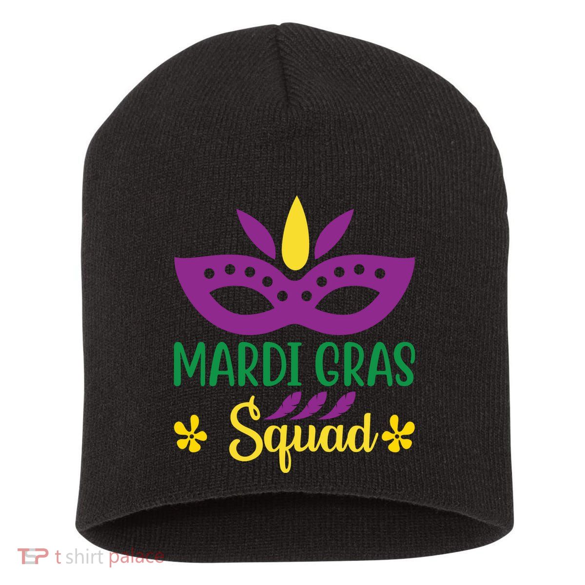 Mardi Gras Squad Short Acrylic Beanie