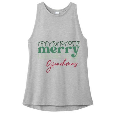 Merry Grinchmas Super Cute Christmas Ladies PosiCharge Tri-Blend Wicking Tank