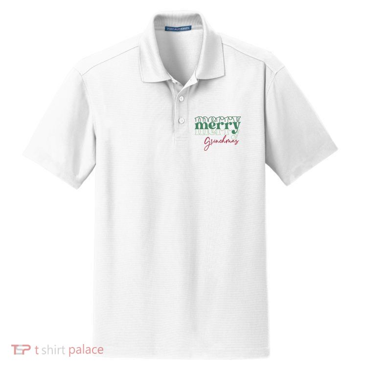 Merry Grinchmas Super Cute Christmas Dry Zone Grid Polo