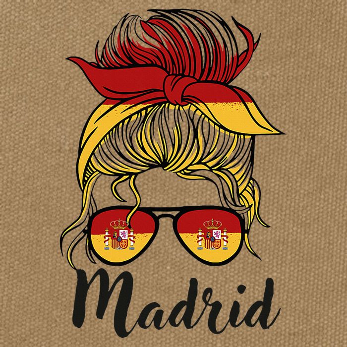 Madrid Girl Spanish Flag Spain Cotton Canvas Backpack