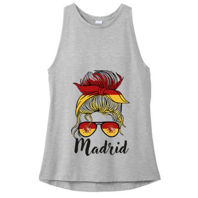 Madrid Girl Spanish Flag Spain Ladies PosiCharge Tri-Blend Wicking Tank