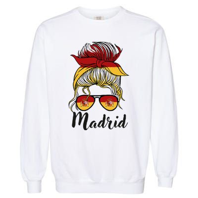 Madrid Girl Spanish Flag Spain Garment-Dyed Sweatshirt