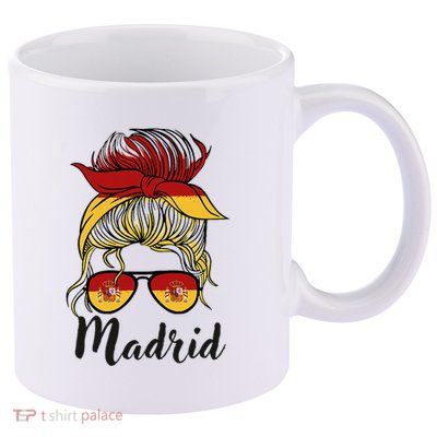 Madrid Girl Spanish Flag Spain 11oz C Handle Ceramic Mug
