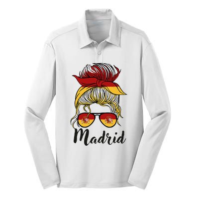 Madrid Girl Spanish Flag Spain Silk Touch Performance Long Sleeve Polo