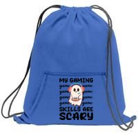 My Gaming Skills Are Scary Cute Game Player Ghost Halloween Gift Sweatshirt Cinch Pack Bag