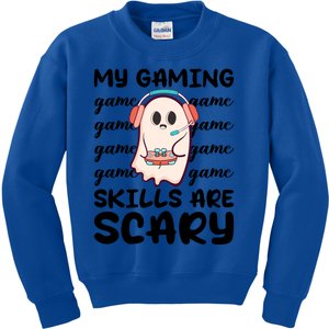 My Gaming Skills Are Scary Cute Game Player Ghost Halloween Gift Kids Sweatshirt