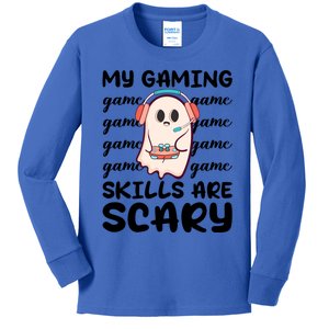 My Gaming Skills Are Scary Cute Game Player Ghost Halloween Gift Kids Long Sleeve Shirt