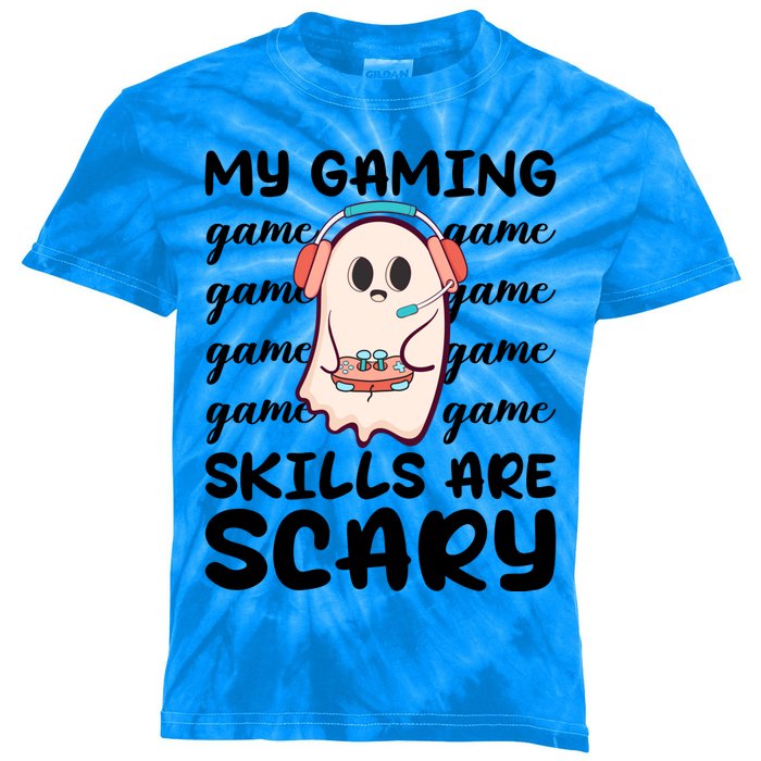 My Gaming Skills Are Scary Cute Game Player Ghost Halloween Gift Kids Tie-Dye T-Shirt