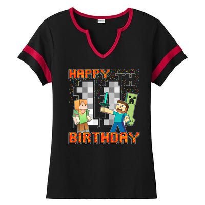 Group Shot 11th Birthday Ladies Halftime Notch Neck Tee