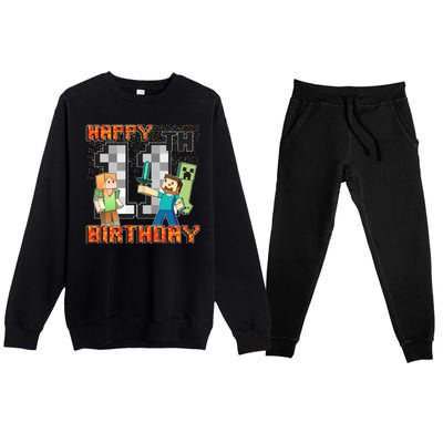 Group Shot 11th Birthday Premium Crewneck Sweatsuit Set