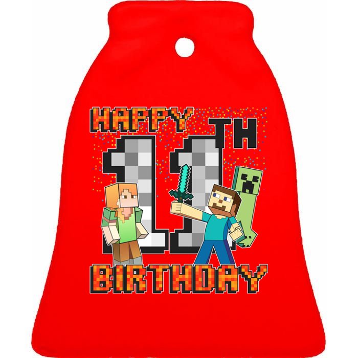 Group Shot 11th Birthday Ceramic Bell Ornament