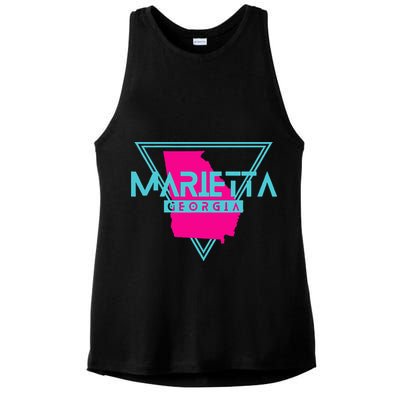 Marietta Georgia Souvenir Ga Retro Triangle Ladies PosiCharge Tri-Blend Wicking Tank