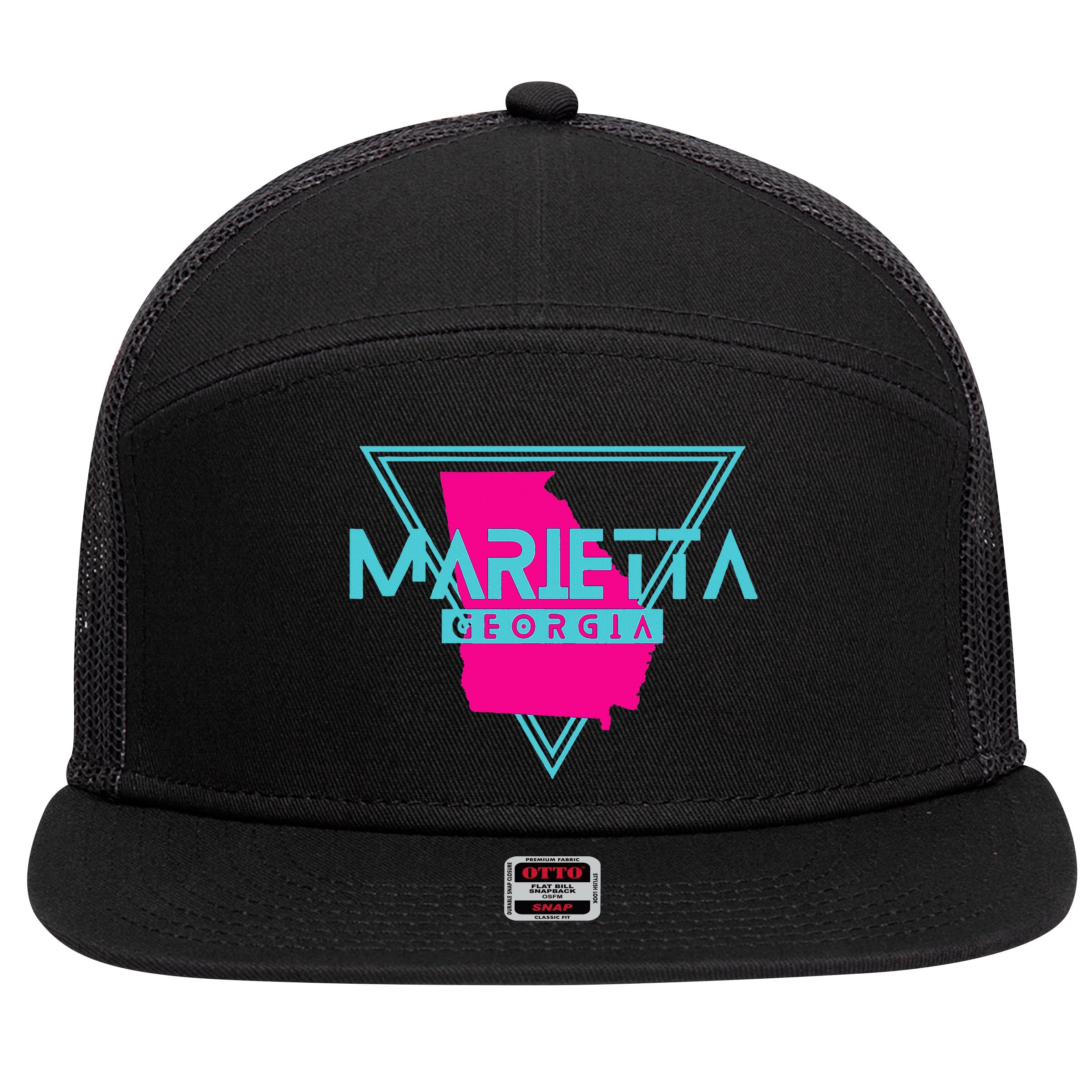 Marietta Georgia Souvenir Ga Retro Triangle 7 Panel Mesh Trucker Snapback Hat